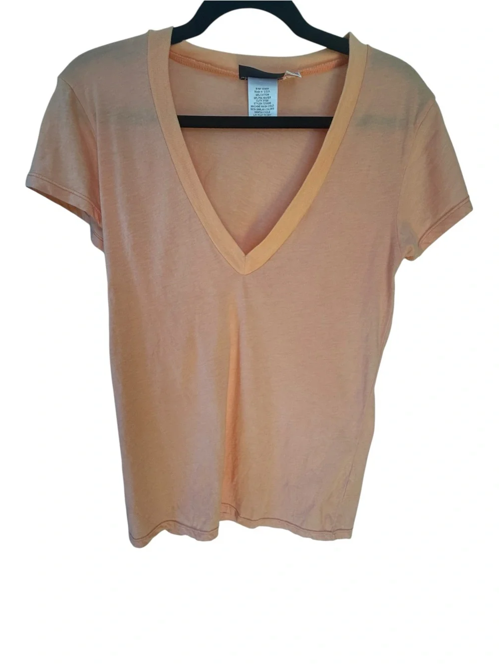Vintage Y2K Realitee Clothing Co Blank Deep V-Neck Tee Peach Medium | like new - Picture 2 of 6